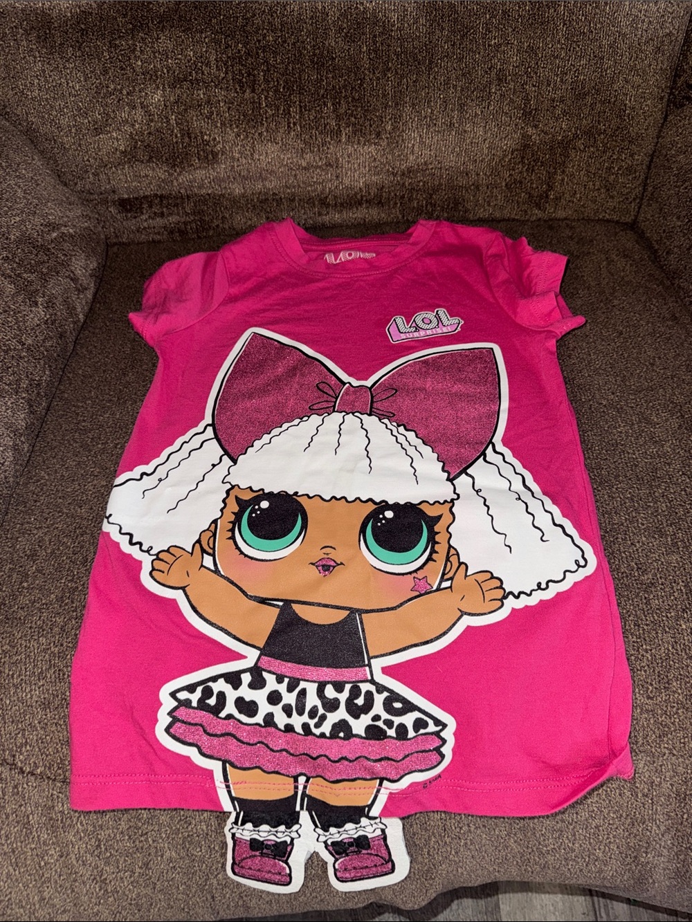 L.O.L. Surprise! Bright Pink Tee with White-Haired Doll Graphic